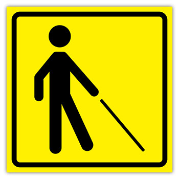 Тактильный предупреждающий знак «Уступите дорогу человеку с белой тростью», ДС77